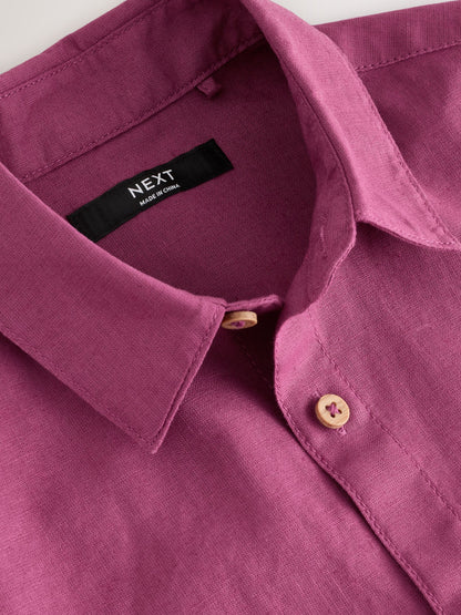 Dsiney Kidz - Raspberry Pink Short Sleeve Linen Blend Shirt (3-16yrs) image 3