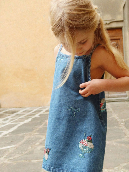 Konges Sløjd Blue Magot Ice Sequin Strap Denim Dress image 1