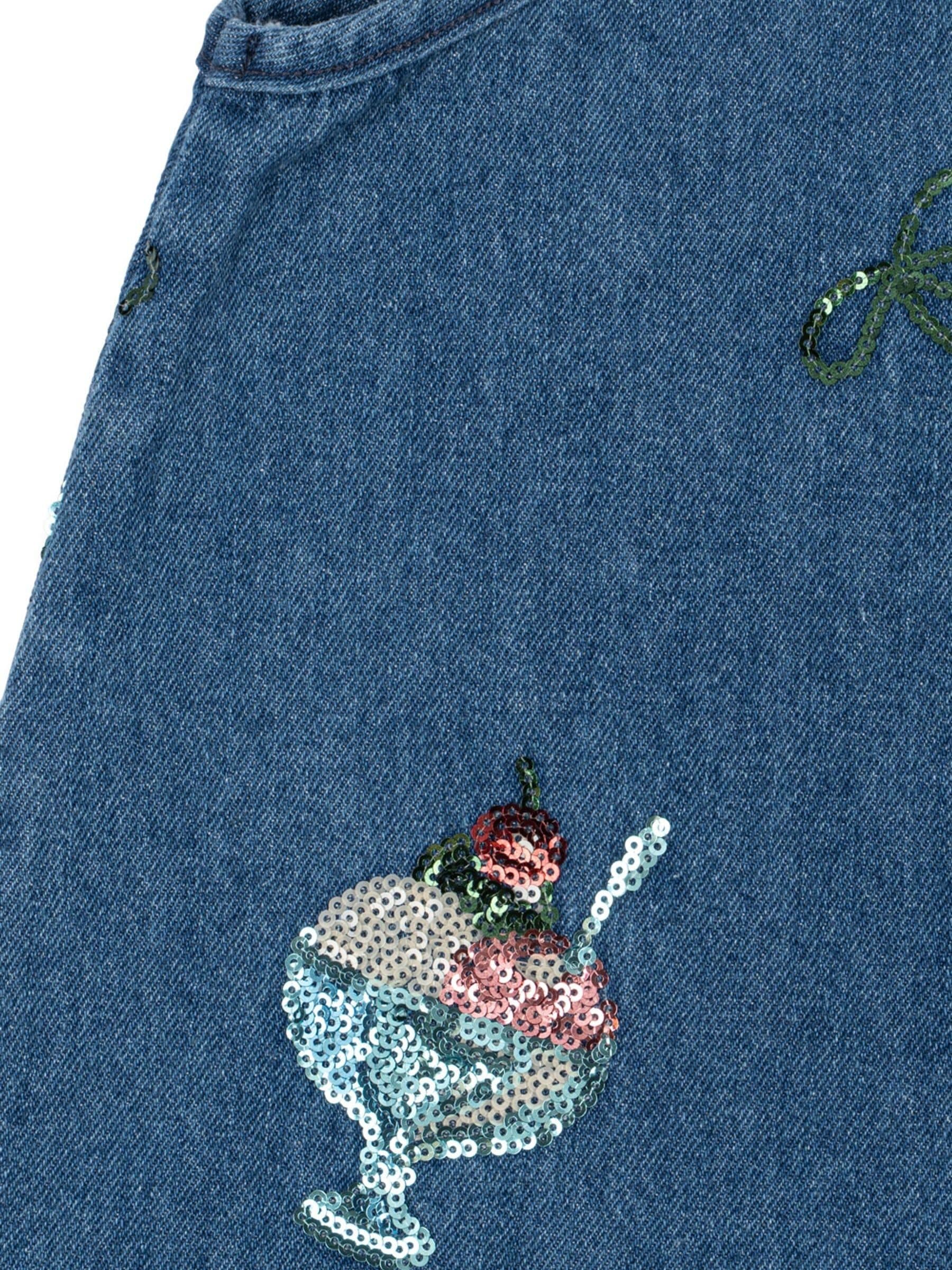 Konges Sløjd Blue Magot Ice Sequin Strap Denim Dress image 4