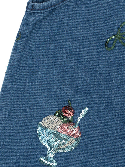 Konges Sløjd Blue Magot Ice Sequin Strap Denim Dress image 4
