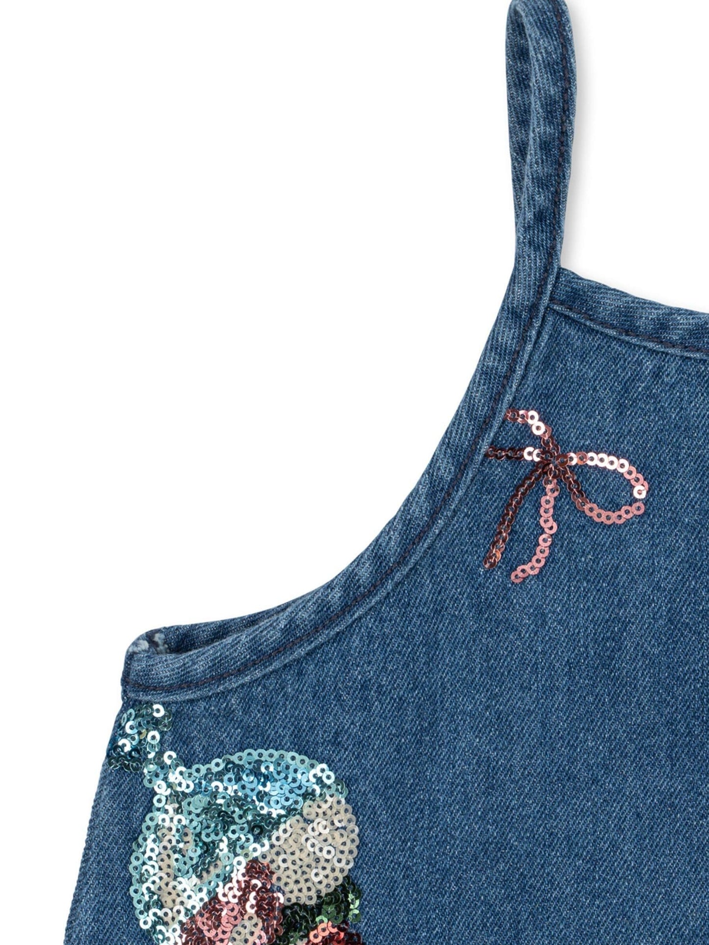 Konges Sløjd Blue Magot Ice Sequin Strap Denim Dress image 5