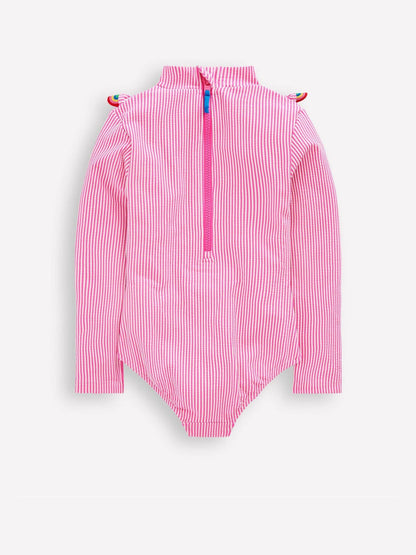 Boden Pink Long Sleeve Frill Swimsuit image 2