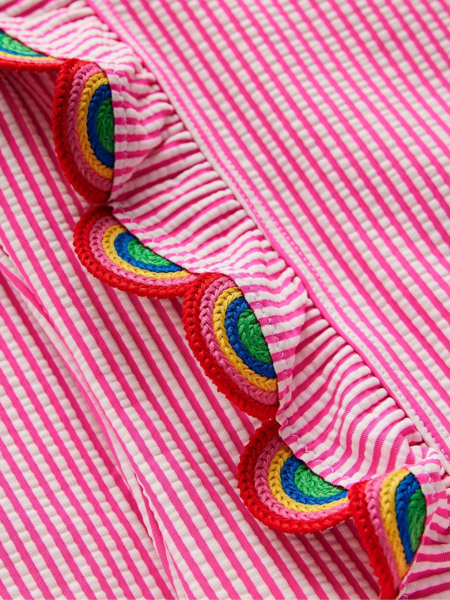 Boden Pink Long Sleeve Frill Swimsuit image 3