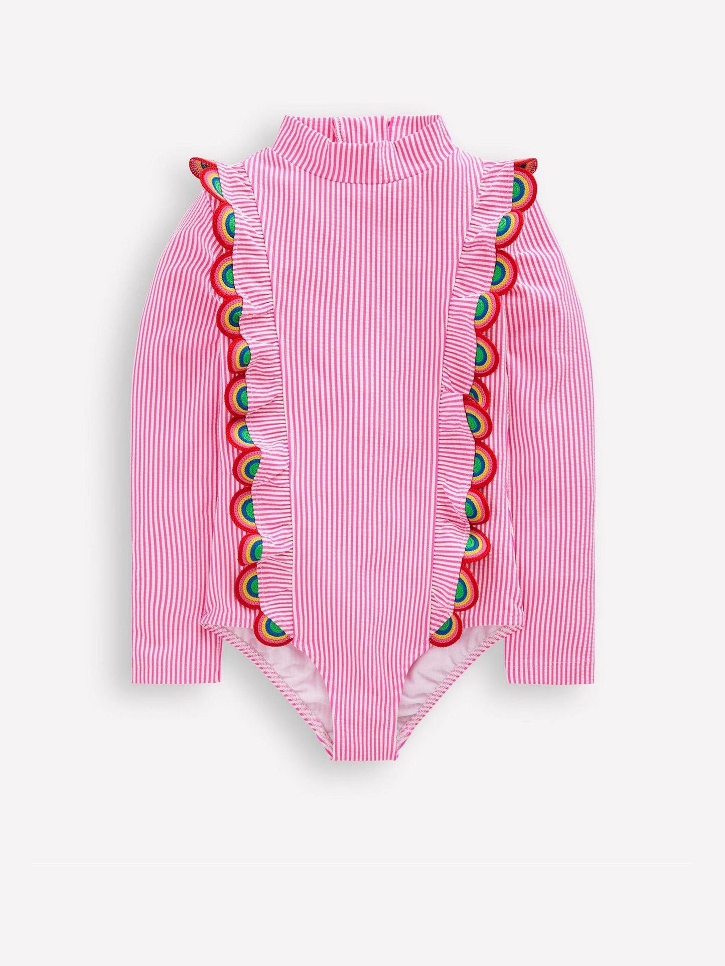 Boden Pink Long Sleeve Frill Swimsuit image 1