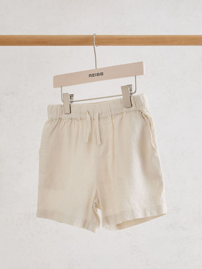 Dsiney Kidz - Reiss Natural Fraser 3-9 yrs Linen-Blend Drawstring Shorts image 1