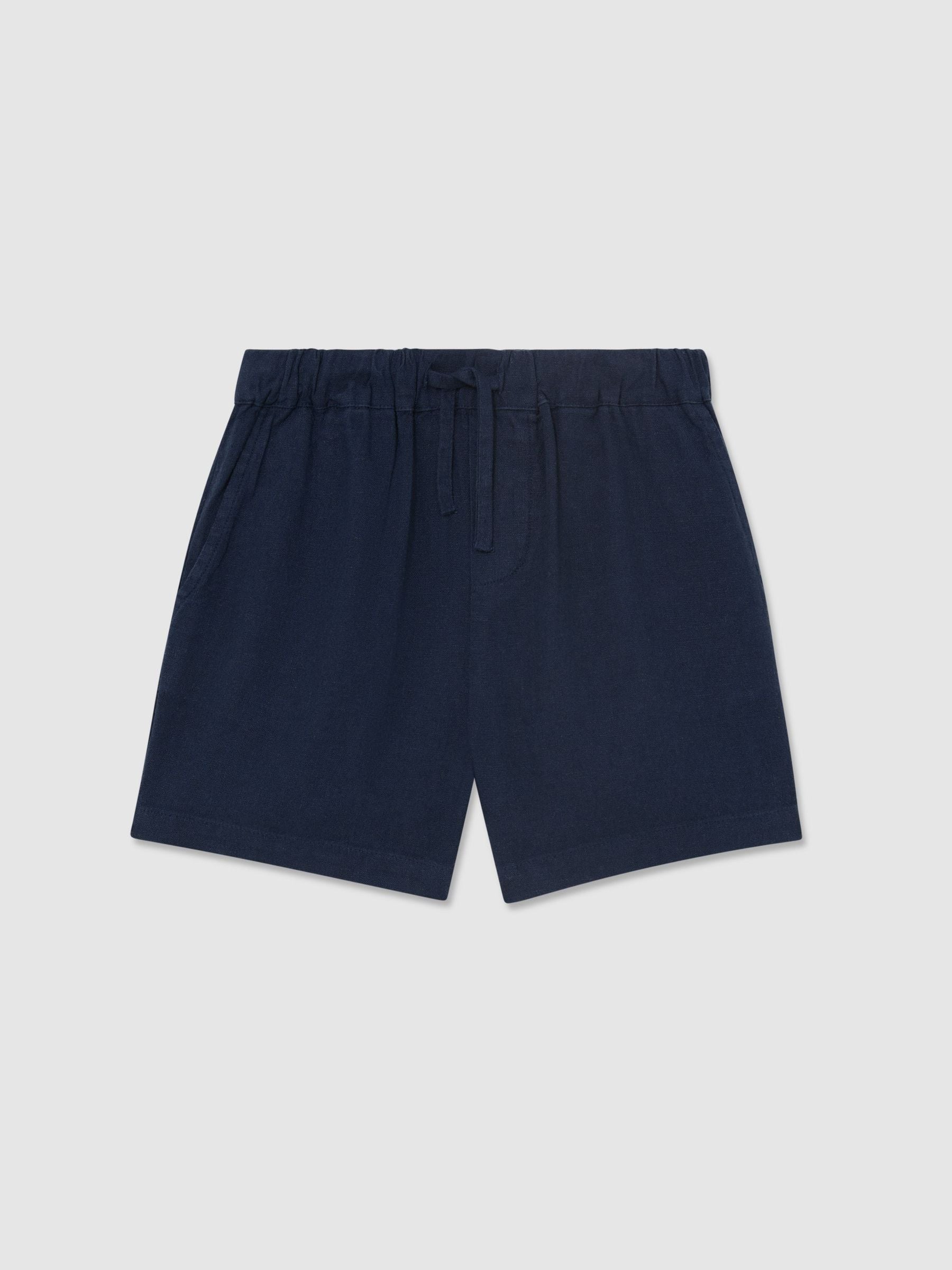 Dsiney Kidz - Reiss Blue Fraser 3-9 yrs Linen-Blend Drawstring Shorts image 1