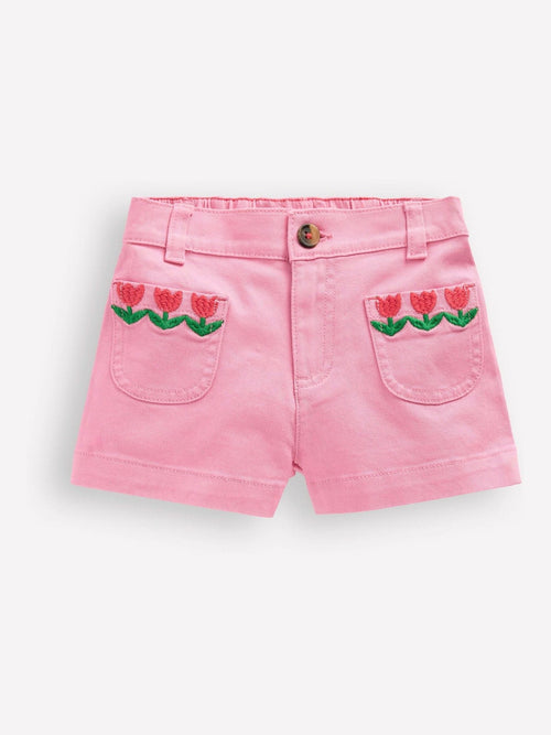 Boden Pink Embroidered Patch Pocket Shorts image 1