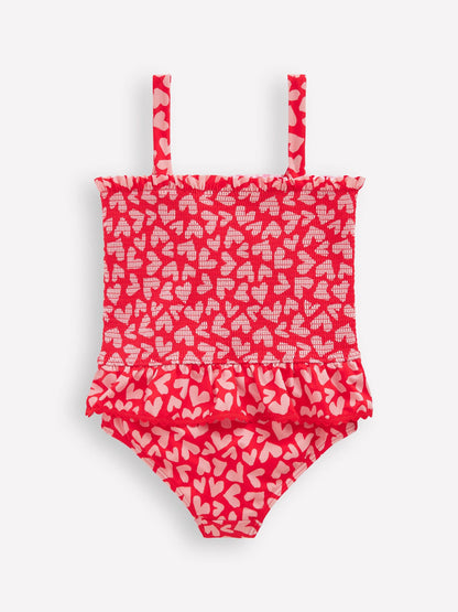Boden Red Peplum Smocked Heart Swimsuit image 2