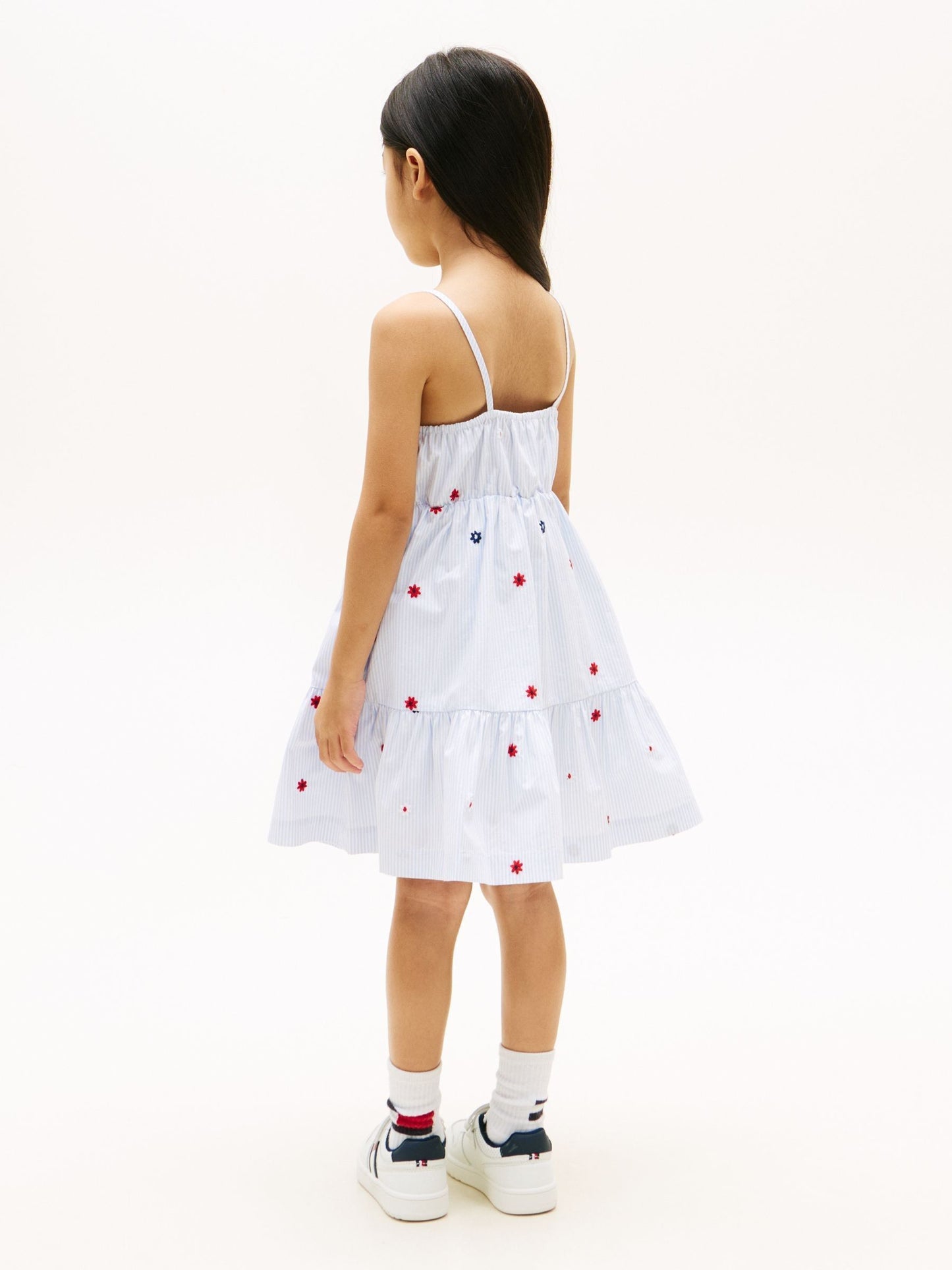 Tommy Hilfiger Blue Floral Embroidery Stripe Fit And Flare Dress image 3