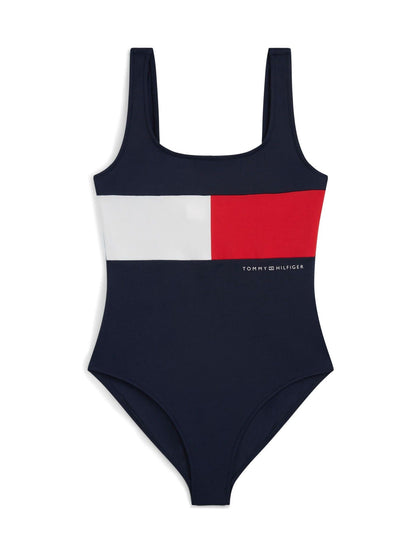 Tommy Hilfiger Blue Classic Colour Blocked Square Neck Swimsuit image 1
