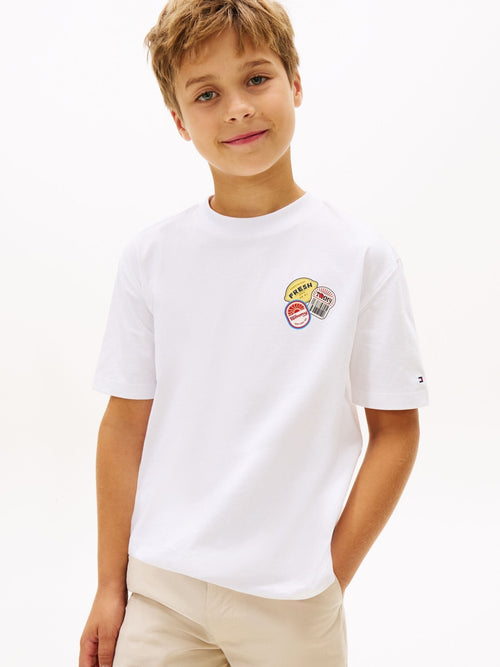 Tommy Hilfiger White Sticker Print Back Graphic Jersey T-Shirt image 1