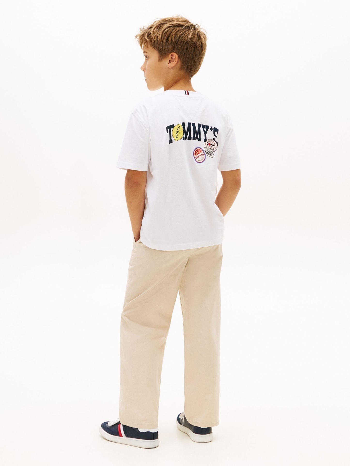 Tommy Hilfiger White Sticker Print Back Graphic Jersey T-Shirt image 3