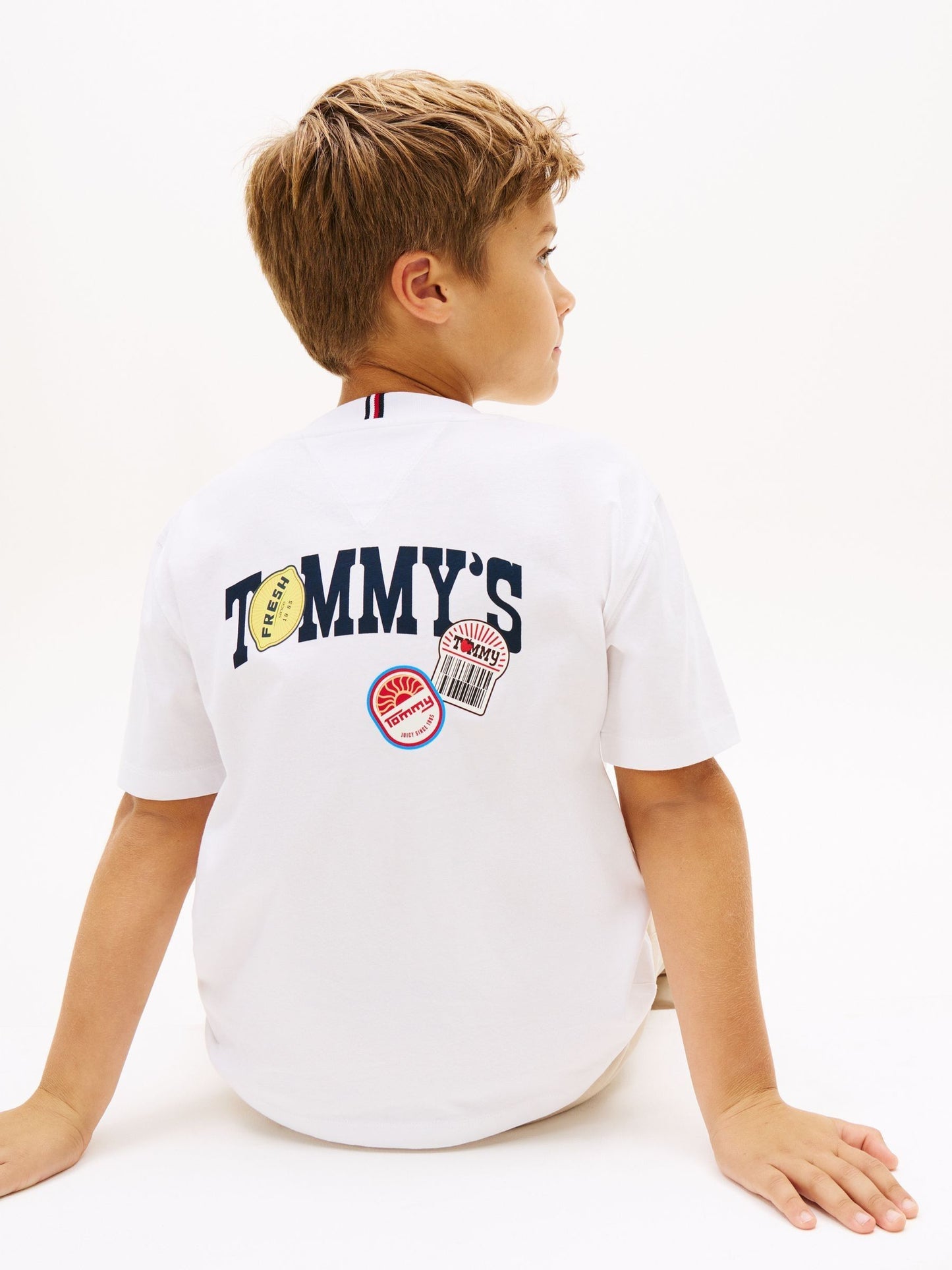 Tommy Hilfiger White Sticker Print Back Graphic Jersey T-Shirt image 4