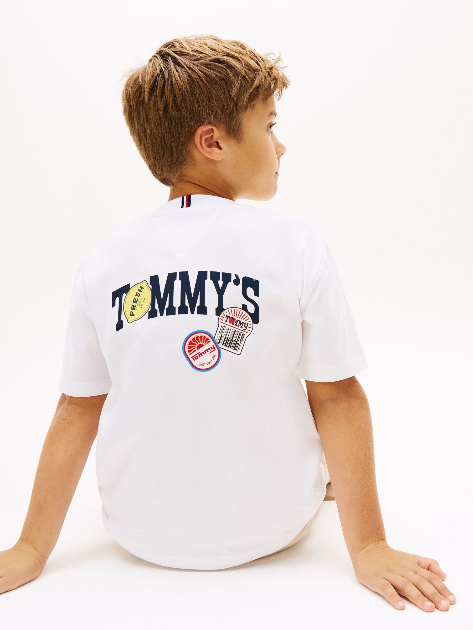 Tommy Hilfiger White Sticker Print Back Graphic Jersey T-Shirt image 4