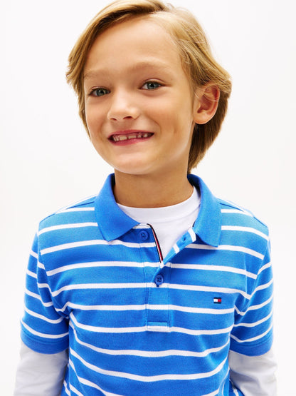 Dsiney Kidz - Tommy Hilfiger Empire Blue Stripe Essential Regular Fit Signature Polo Shirt image 2