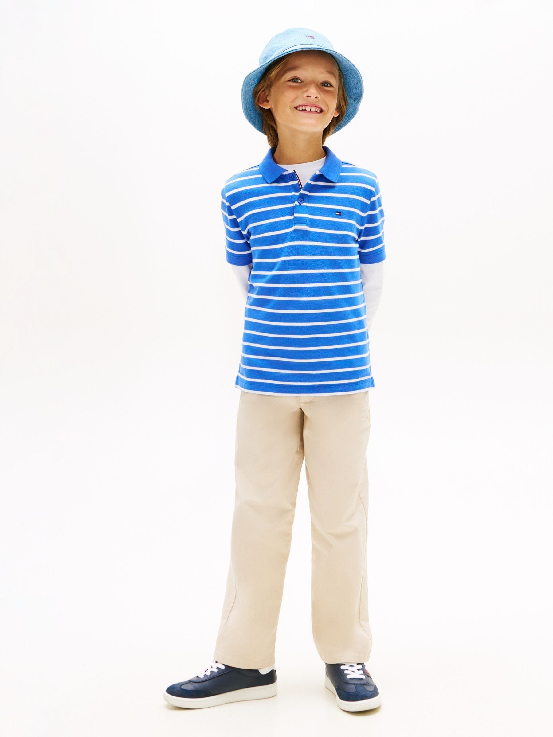 Dsiney Kidz - Tommy Hilfiger Empire Blue Stripe Essential Regular Fit Signature Polo Shirt image 3