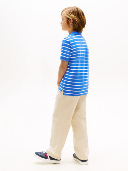 Dsiney Kidz - Tommy Hilfiger Empire Blue Stripe Essential Regular Fit Signature Polo Shirt image 4