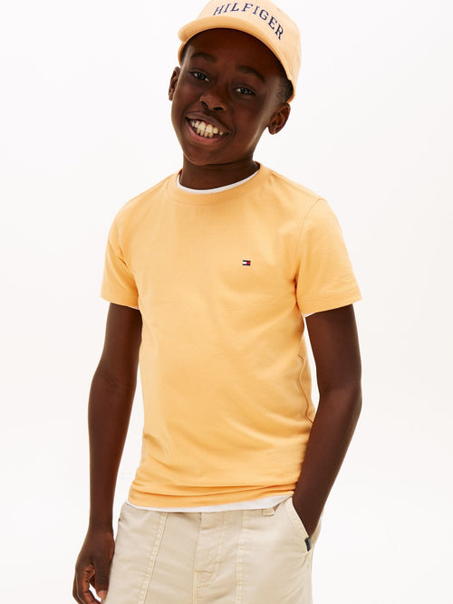 Tommy Hilfiger Orange Essential Flag Embroidery Crew Neck T-Shirt image 1