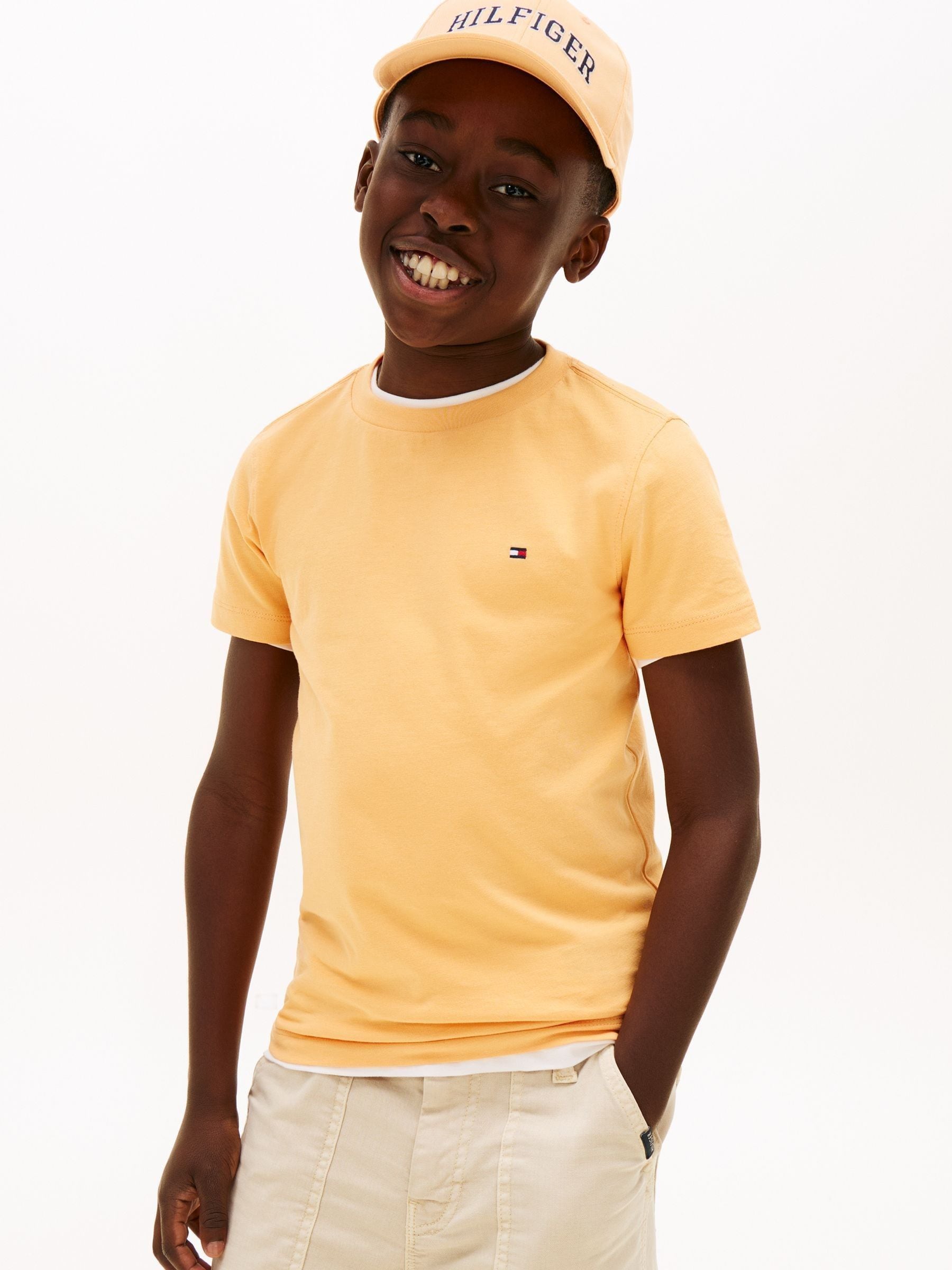 Tommy Hilfiger Orange Essential Flag Embroidery Crew Neck T-Shirt image 1