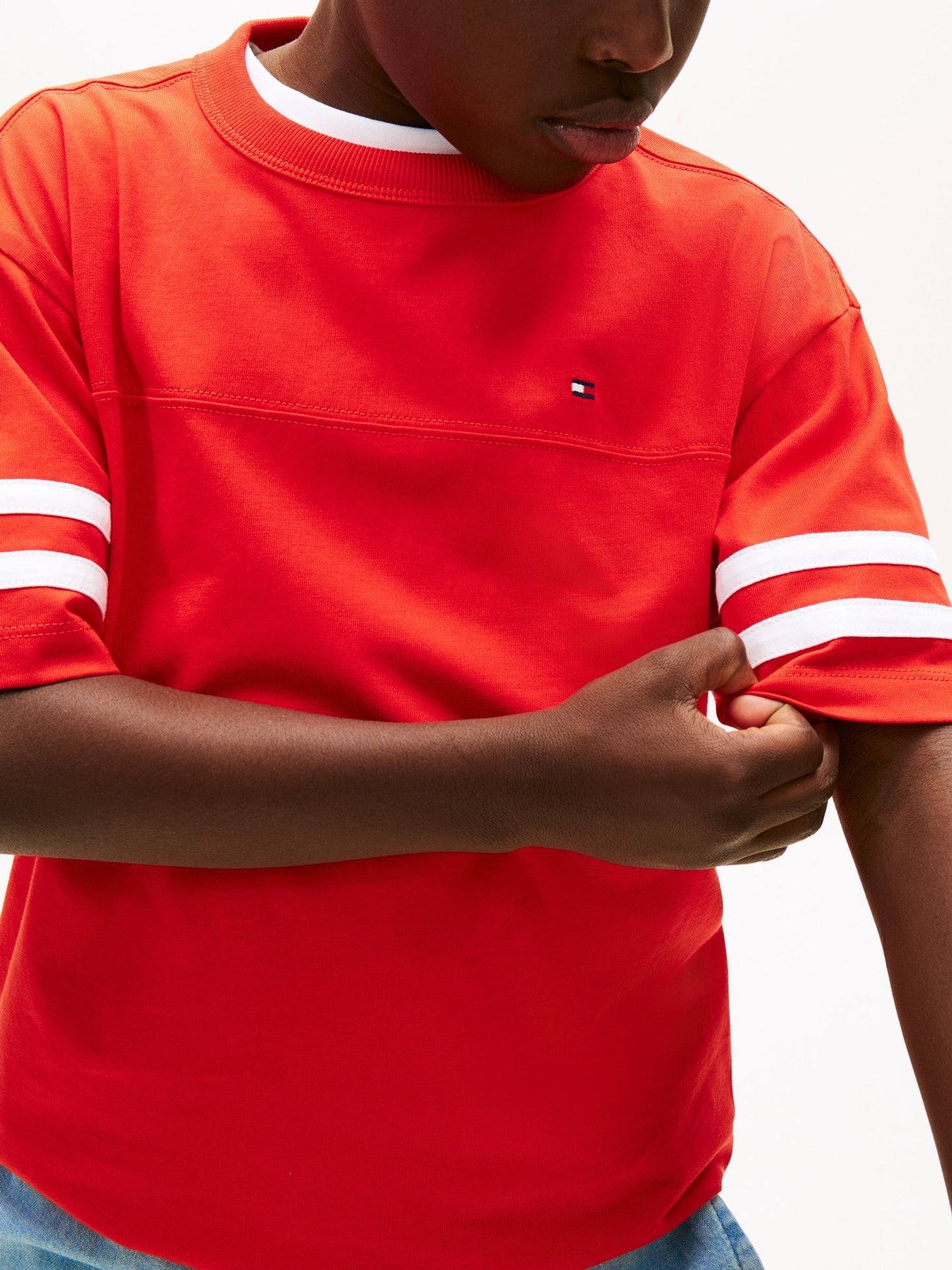 Tommy Hilfiger Red Stripe Sleeve Jersey T-Shirt image 4