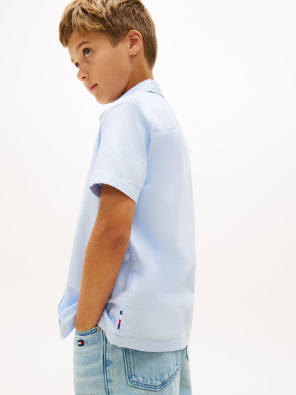 Dsiney Kidz - Tommy Hilfiger Blue Essential Flag Embroidery Short Sleeve Oxford Shirt image 2