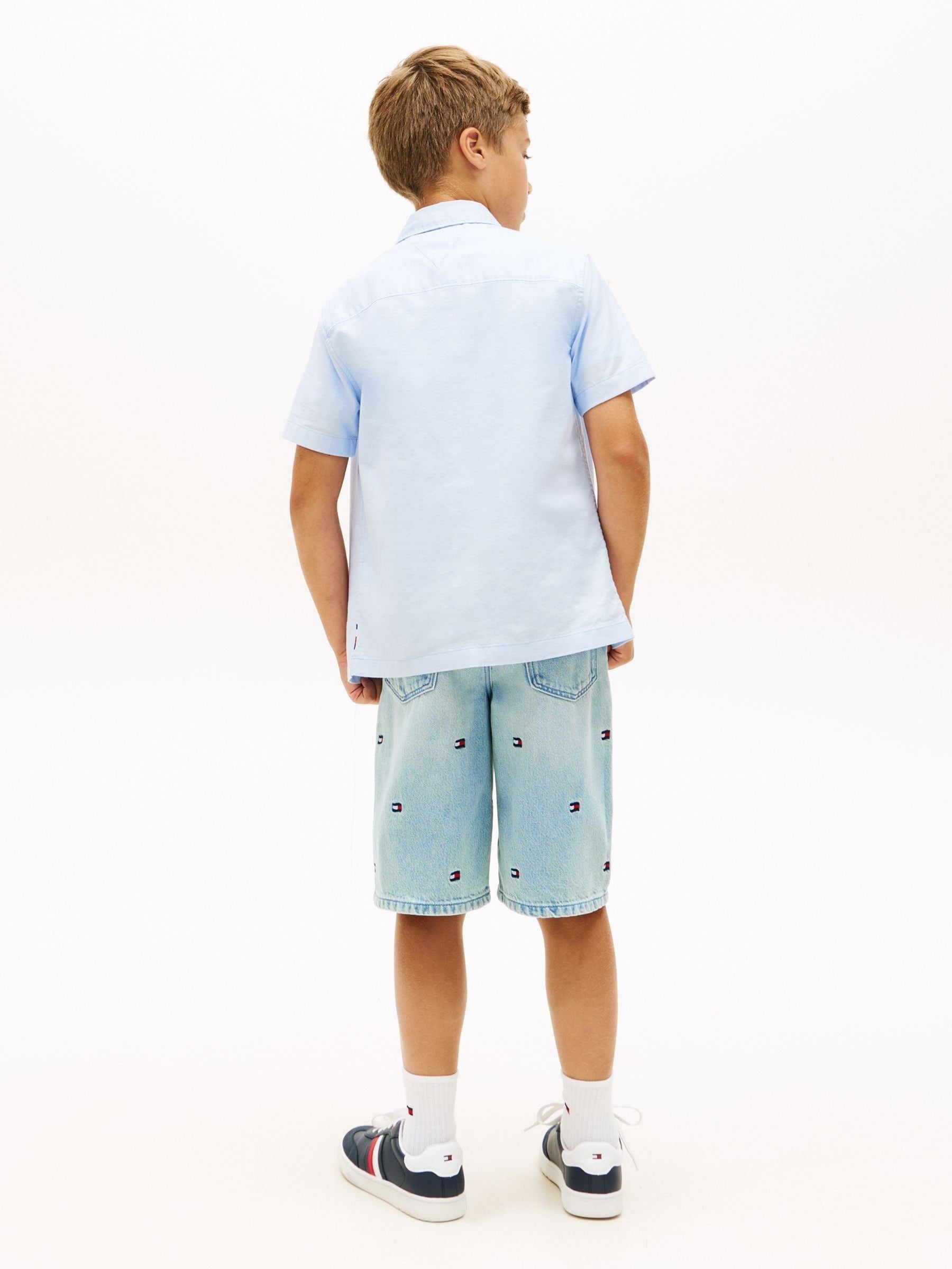 Dsiney Kidz - Tommy Hilfiger Blue Essential Flag Embroidery Short Sleeve Oxford Shirt image 4
