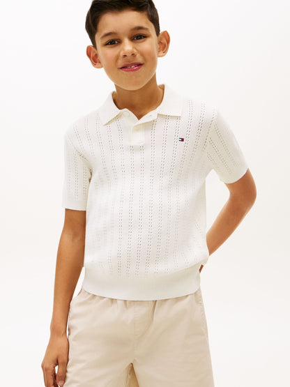 Dsiney Kidz - Tommy Hilfiger White Open Stitch Polo Sweater image 1