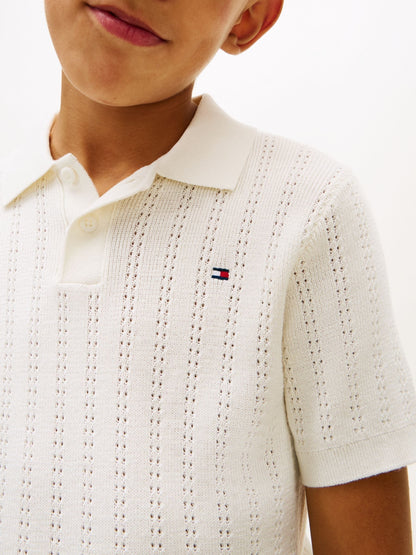 Dsiney Kidz - Tommy Hilfiger White Open Stitch Polo Sweater image 4