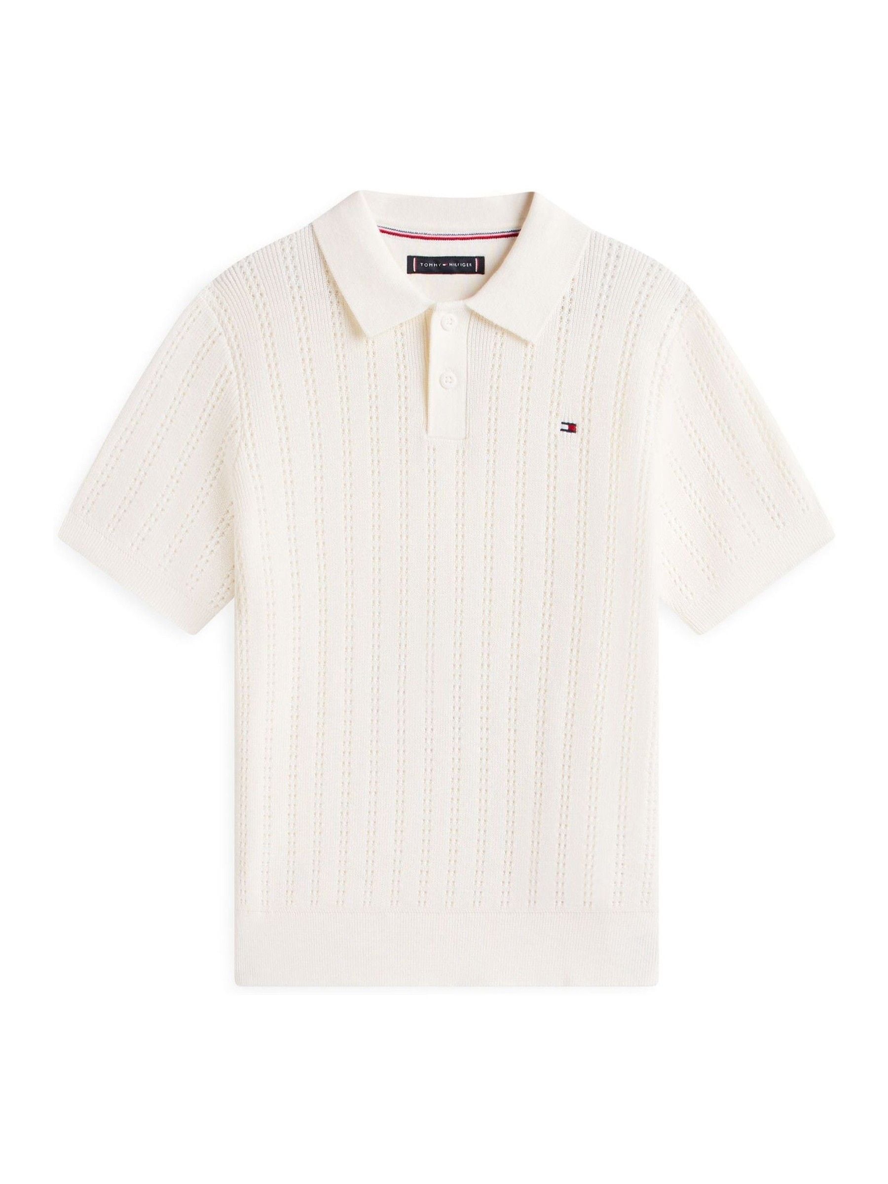 Dsiney Kidz - Tommy Hilfiger White Open Stitch Polo Sweater image 5