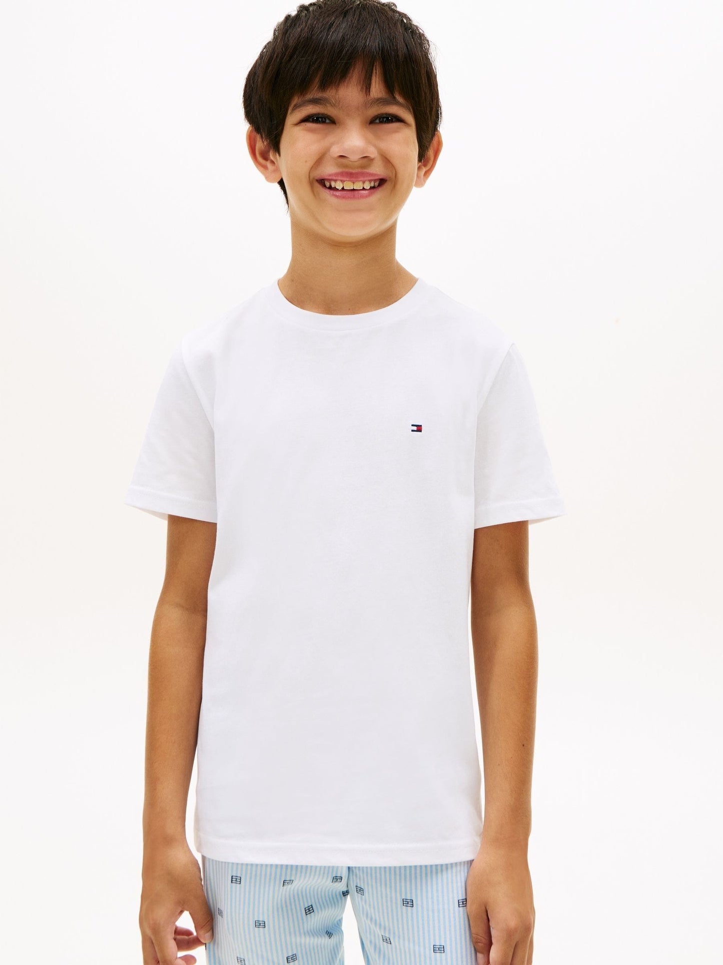 Tommy Hilfiger White/Coral Signature Crew Neck T-Shirts 2 Pack image 3