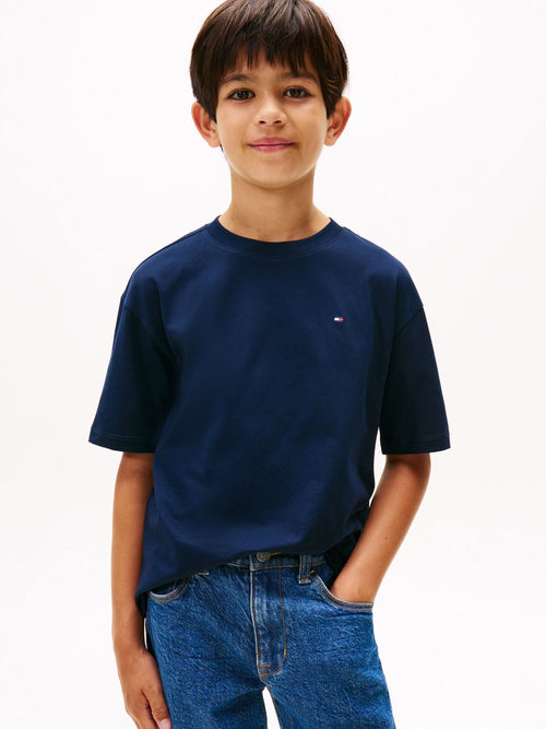 Tommy Hilfiger Blue Essential Flag Embroidery Crew Neck T-Shirt image 1