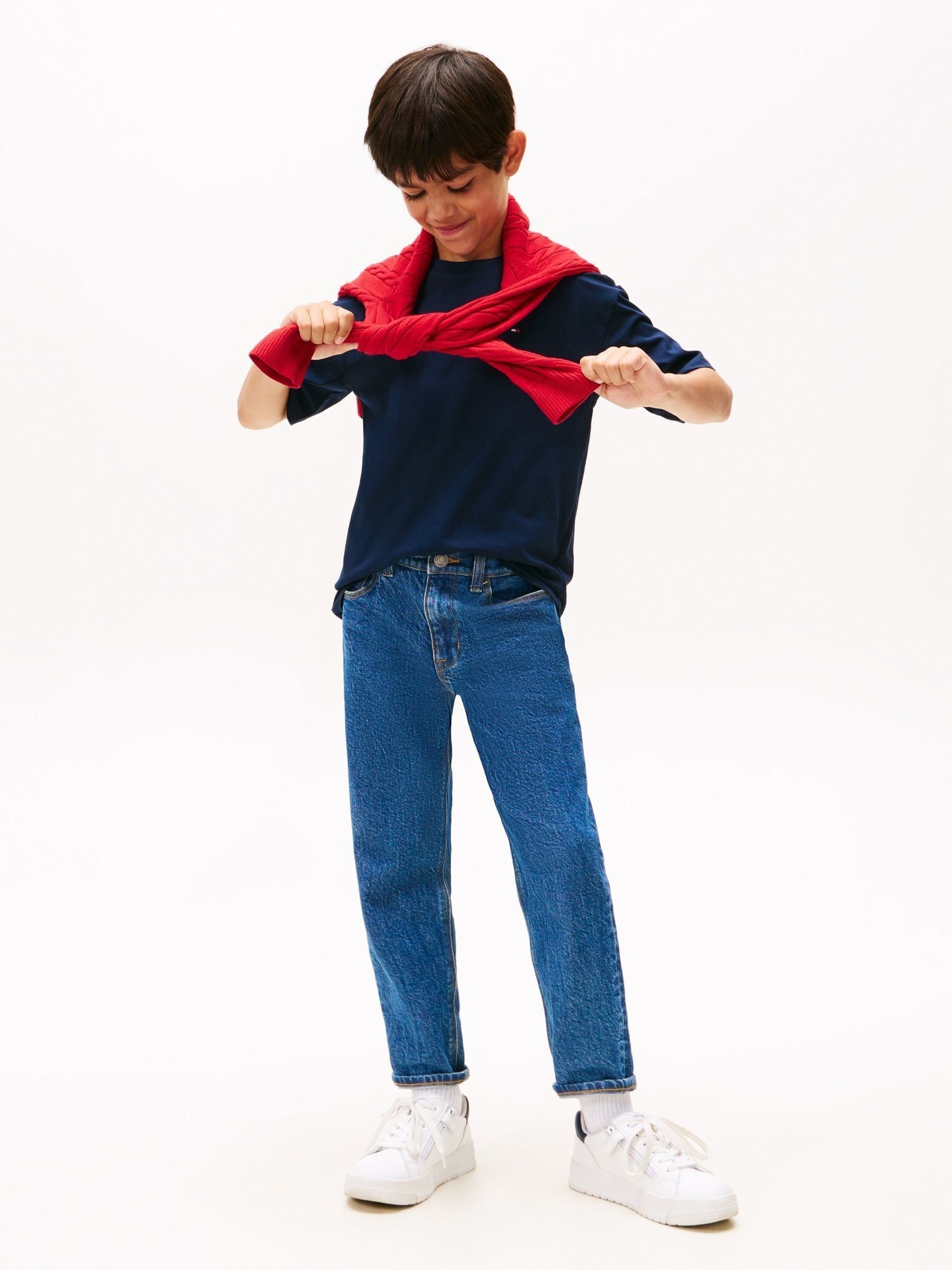Tommy Hilfiger Blue Essential Flag Embroidery Crew Neck T-Shirt image 3