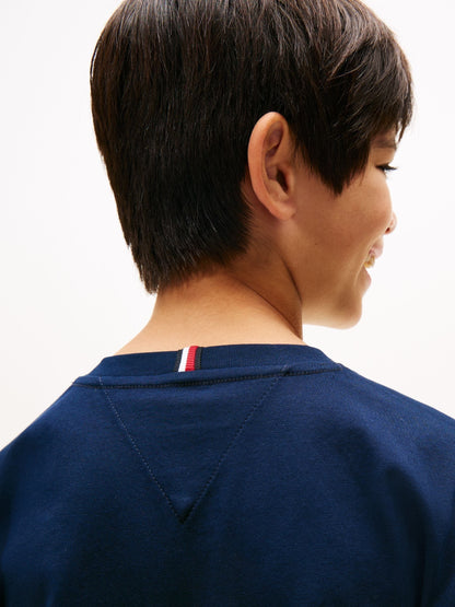 Tommy Hilfiger Blue Essential Flag Embroidery Crew Neck T-Shirt image 4