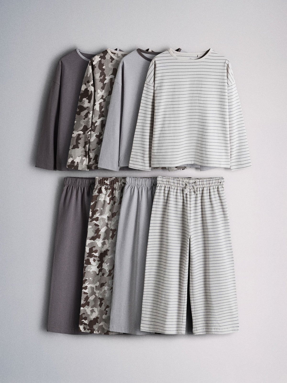 The Set 4 Pack Camo Print Relaxed Fit Pyjamas Grey - image 1