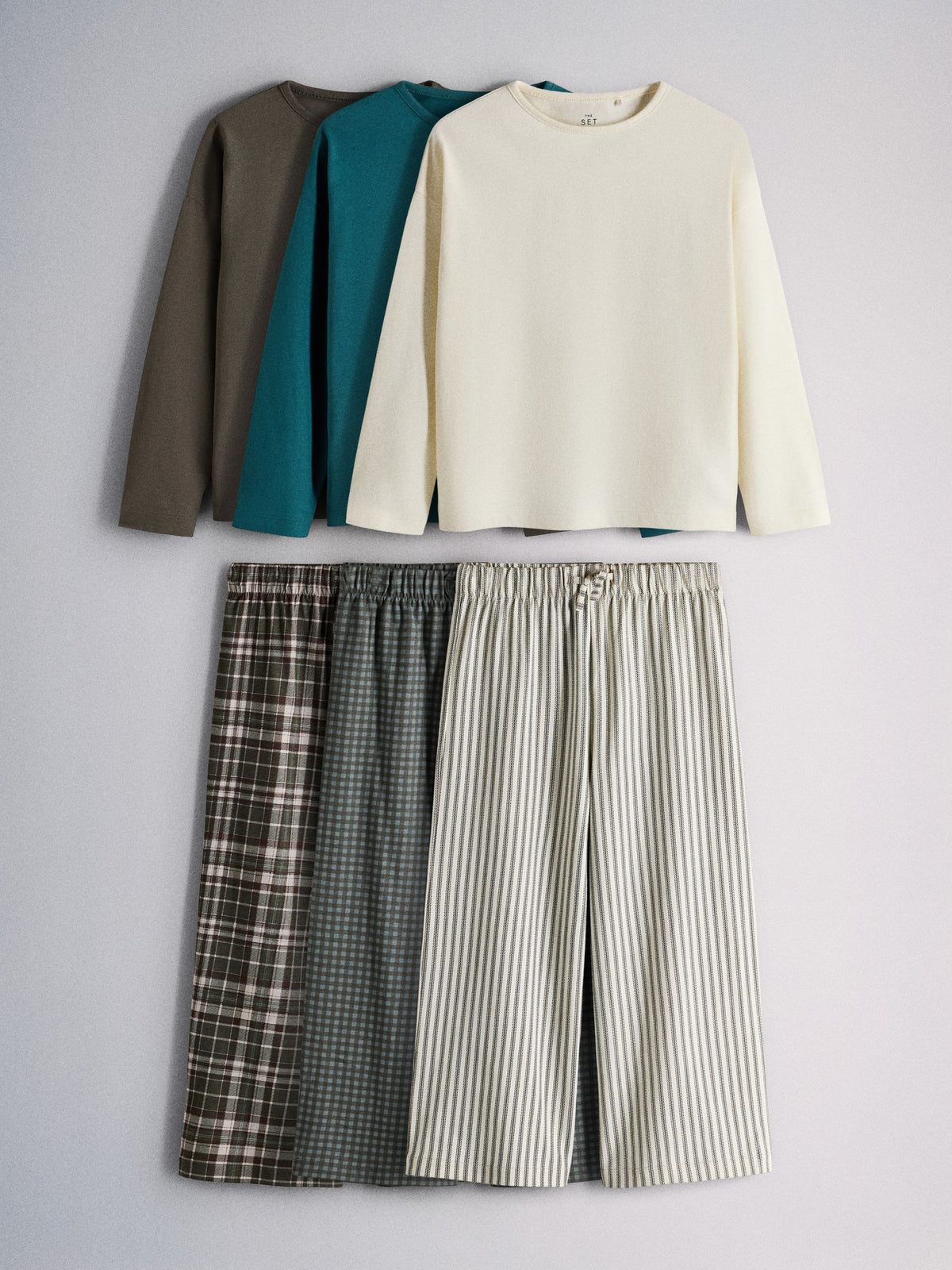 The Set 3 Pack Long Check Pyjamas Green - image 1