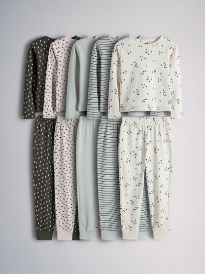 The Set 5 Pack Bear Snuggle Fit Pyjamas Brown/Cream - image 1