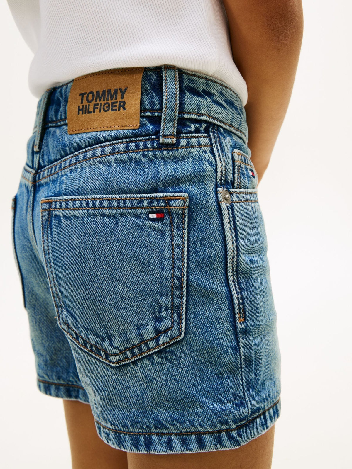 Tommy Hilfiger Blue Faded Skinny Denim Shorts image 4