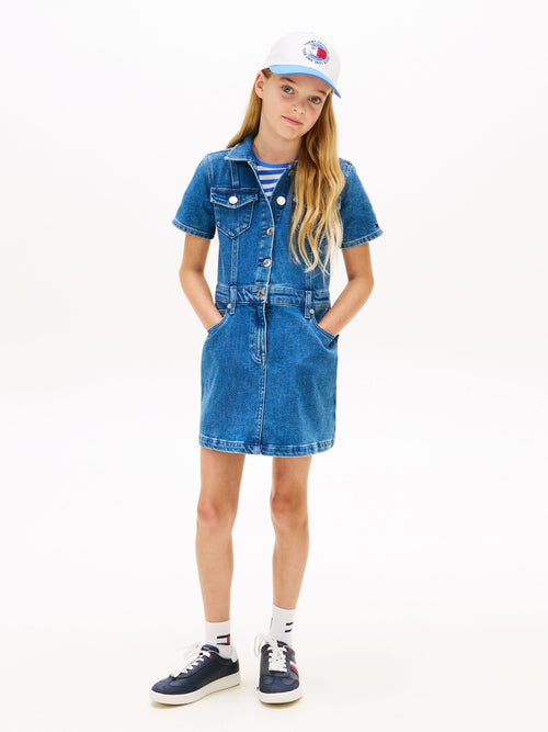 Tommy Hilfiger Blue Denim Short Sleeve Trucker Dress image 1