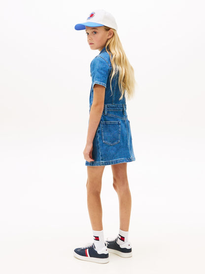 Tommy Hilfiger Blue Denim Short Sleeve Trucker Dress image 3