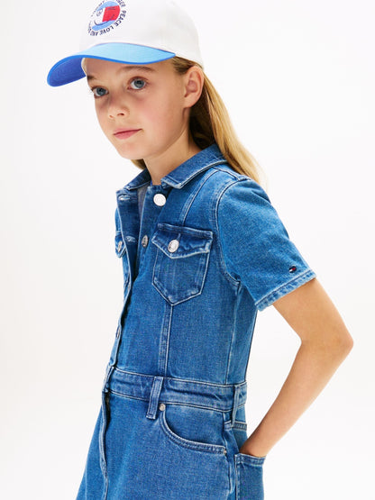 Tommy Hilfiger Blue Denim Short Sleeve Trucker Dress image 4
