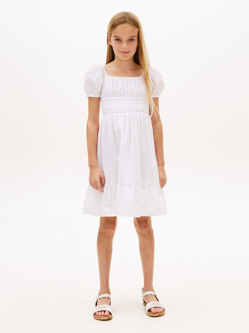 Tommy Hilfiger White Seersucker Puff Short Sleeve Dress image 1