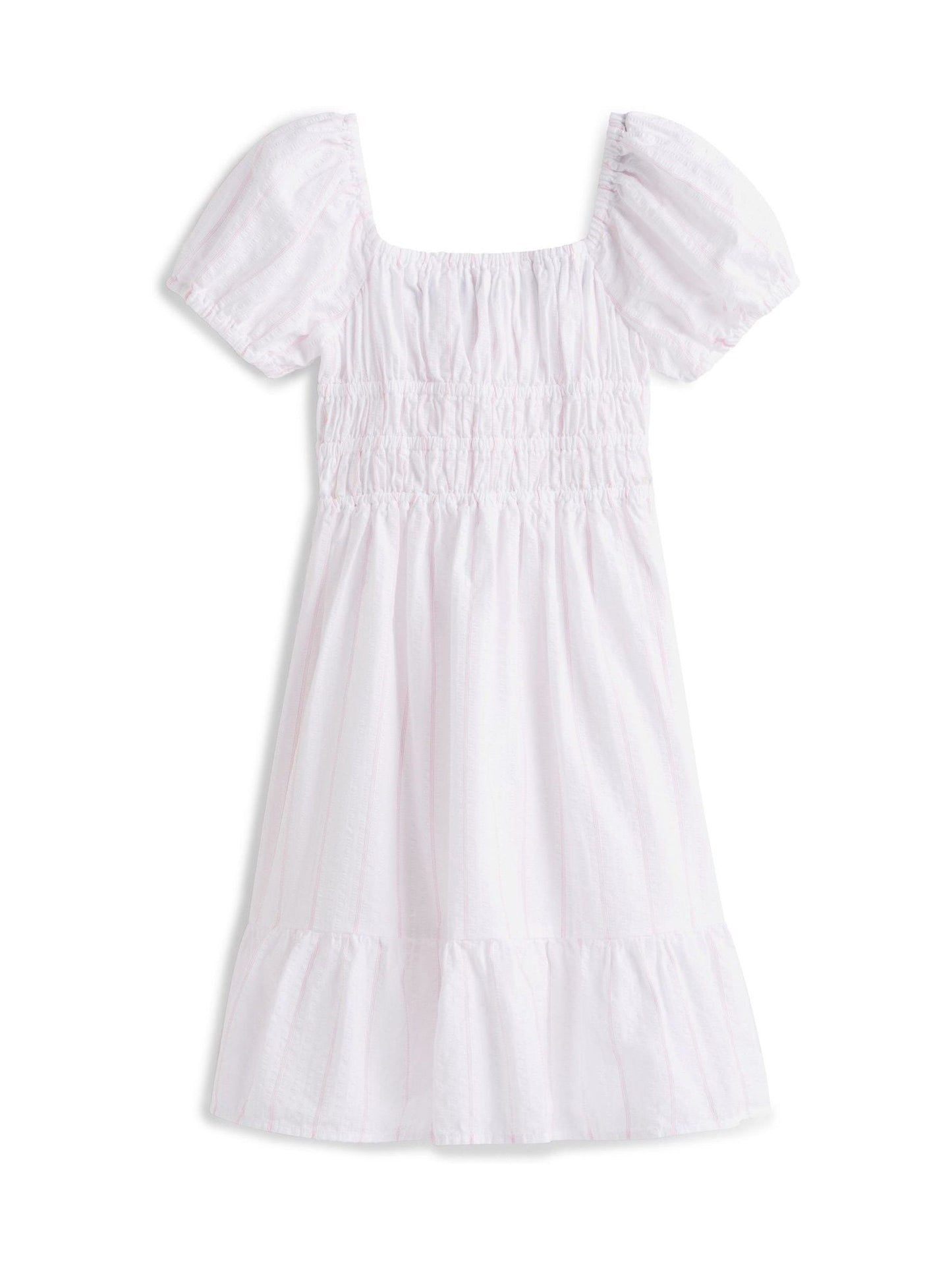 Tommy Hilfiger White Seersucker Puff Short Sleeve Dress image 5