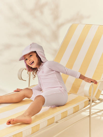 Dsiney Kidz - Pink Striped Sunsafe Swimsuit and Hat Set (3mths-7yrs) image 1