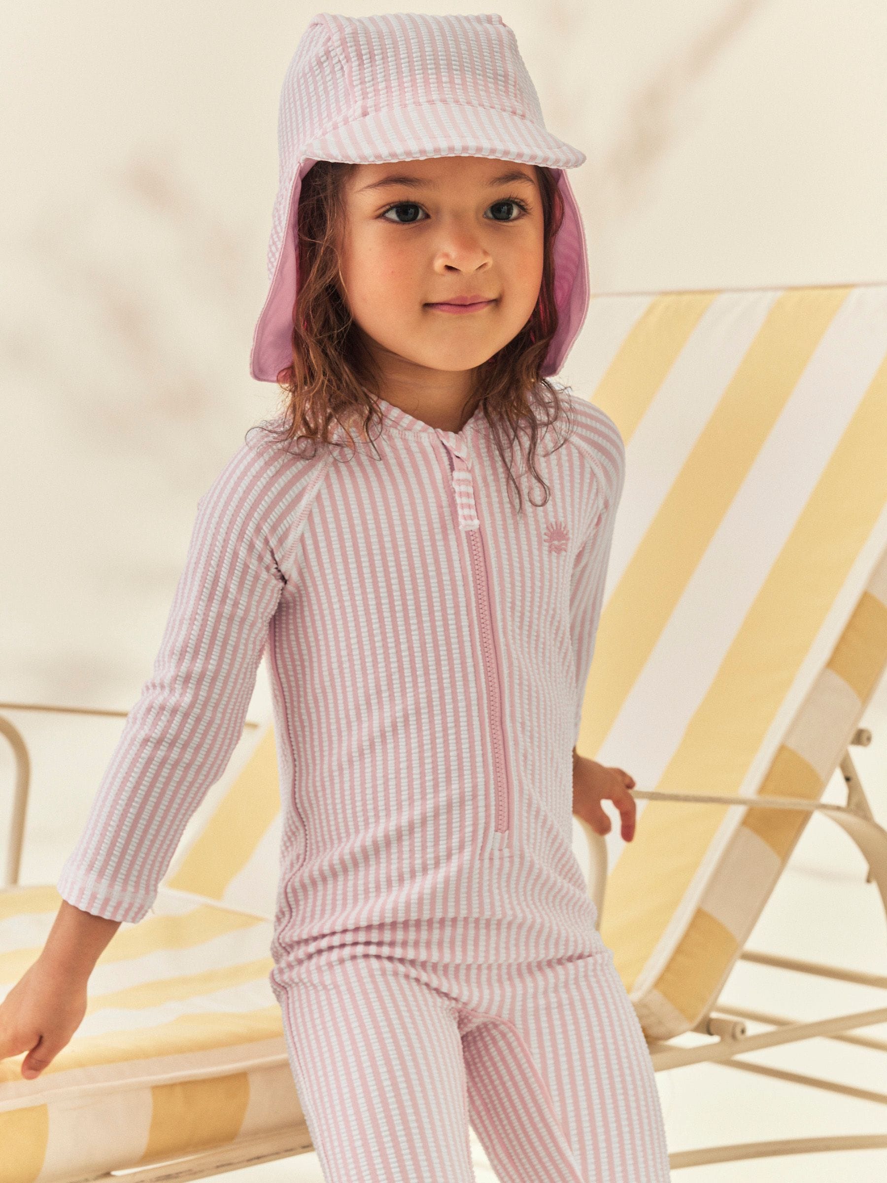 Dsiney Kidz - Pink Striped Sunsafe Swimsuit and Hat Set (3mths-7yrs) image 3