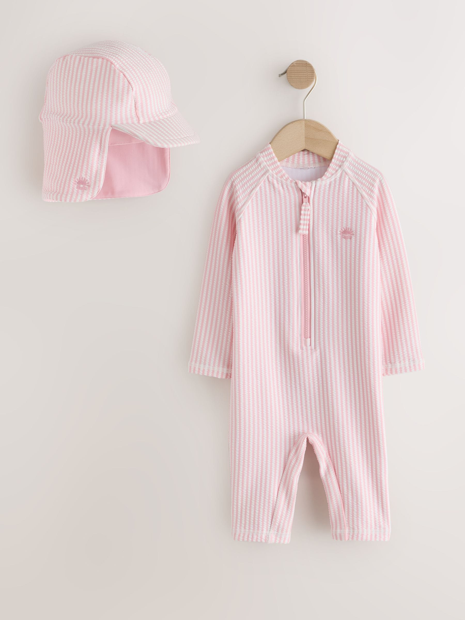 Dsiney Kidz - Pink Striped Sunsafe Swimsuit and Hat Set (3mths-7yrs) image 5