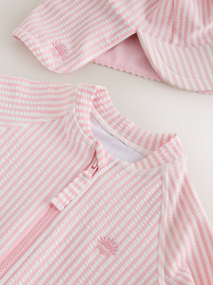 Dsiney Kidz - Pink Striped Sunsafe Swimsuit and Hat Set (3mths-7yrs) image 8
