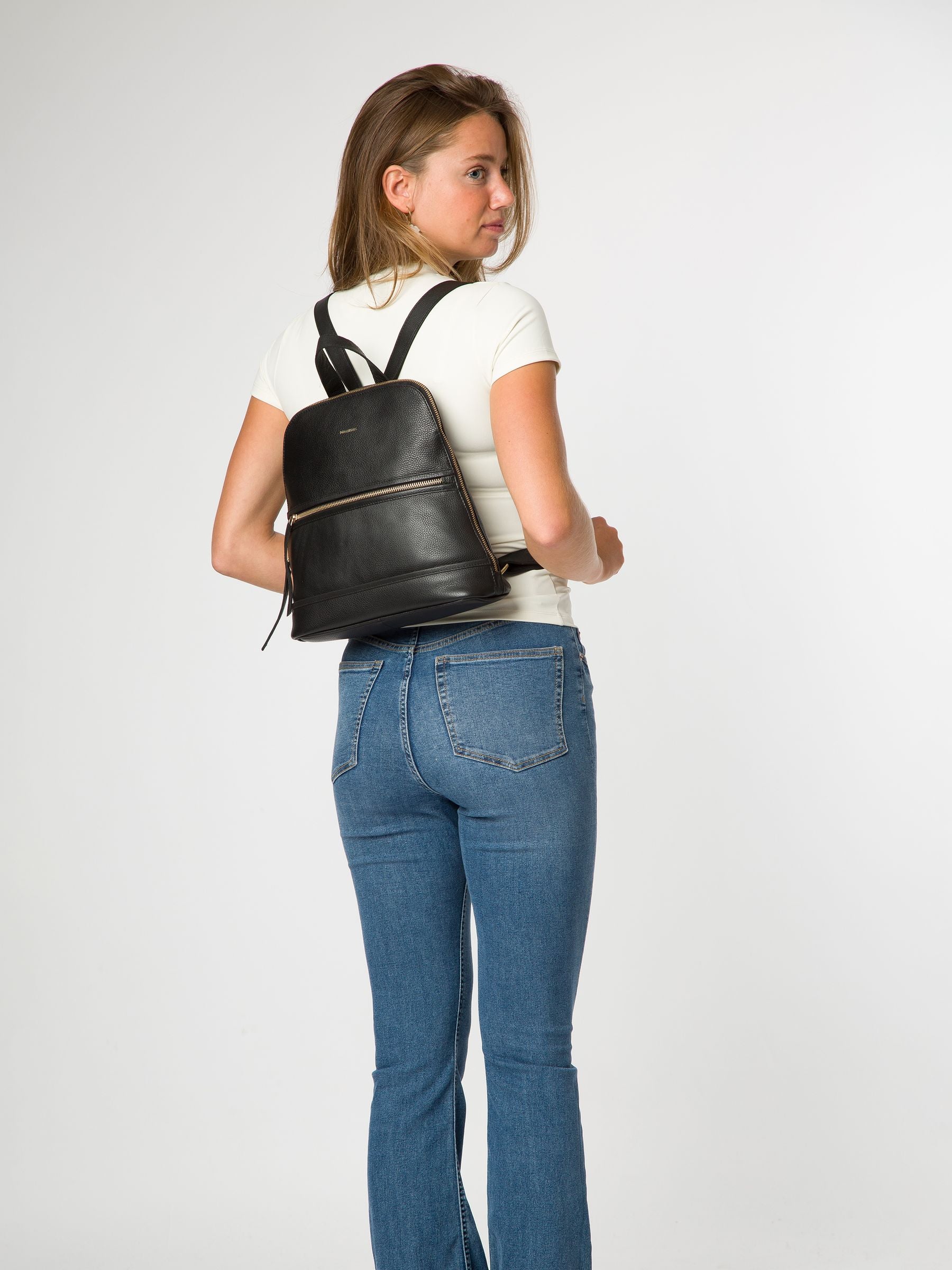 Pure Luxuries London Black Theodora Leather Backpack image 1