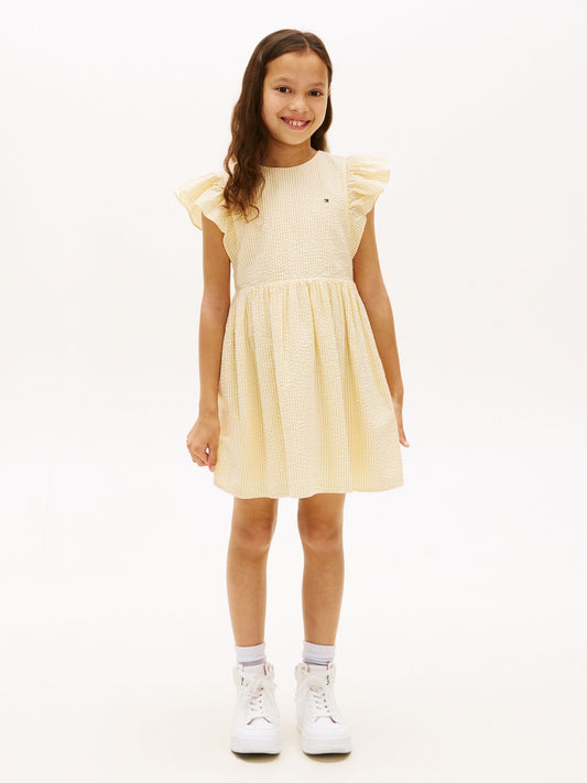 Tommy Hilfiger Yellow Stripe Seersucker Fit And Flare Dress image 1