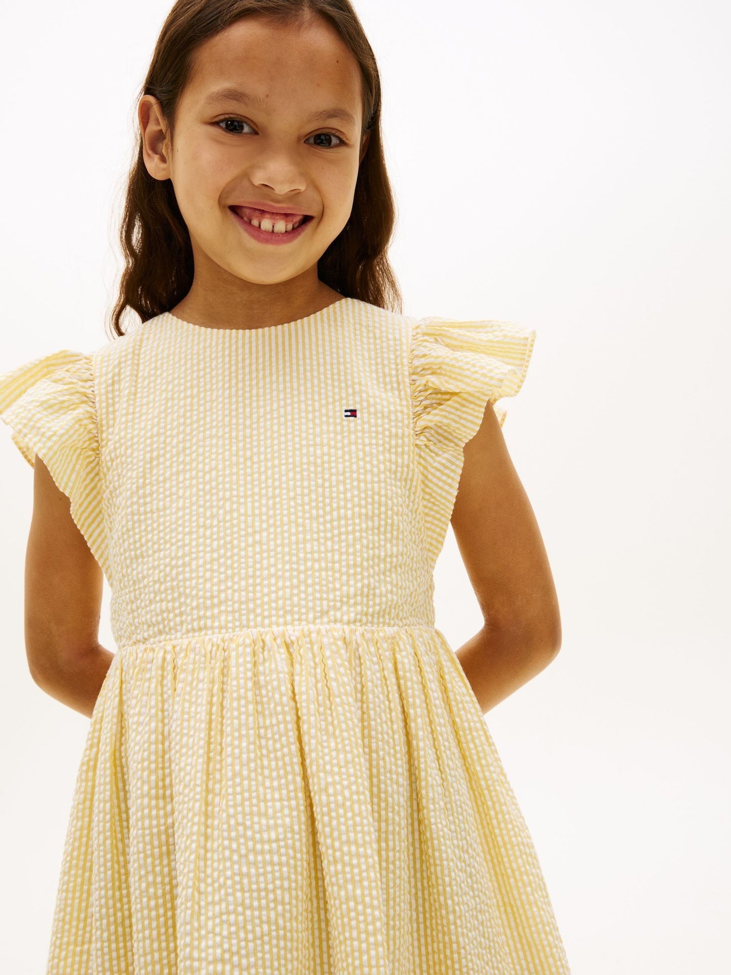 Tommy Hilfiger Yellow Stripe Seersucker Fit And Flare Dress image 3