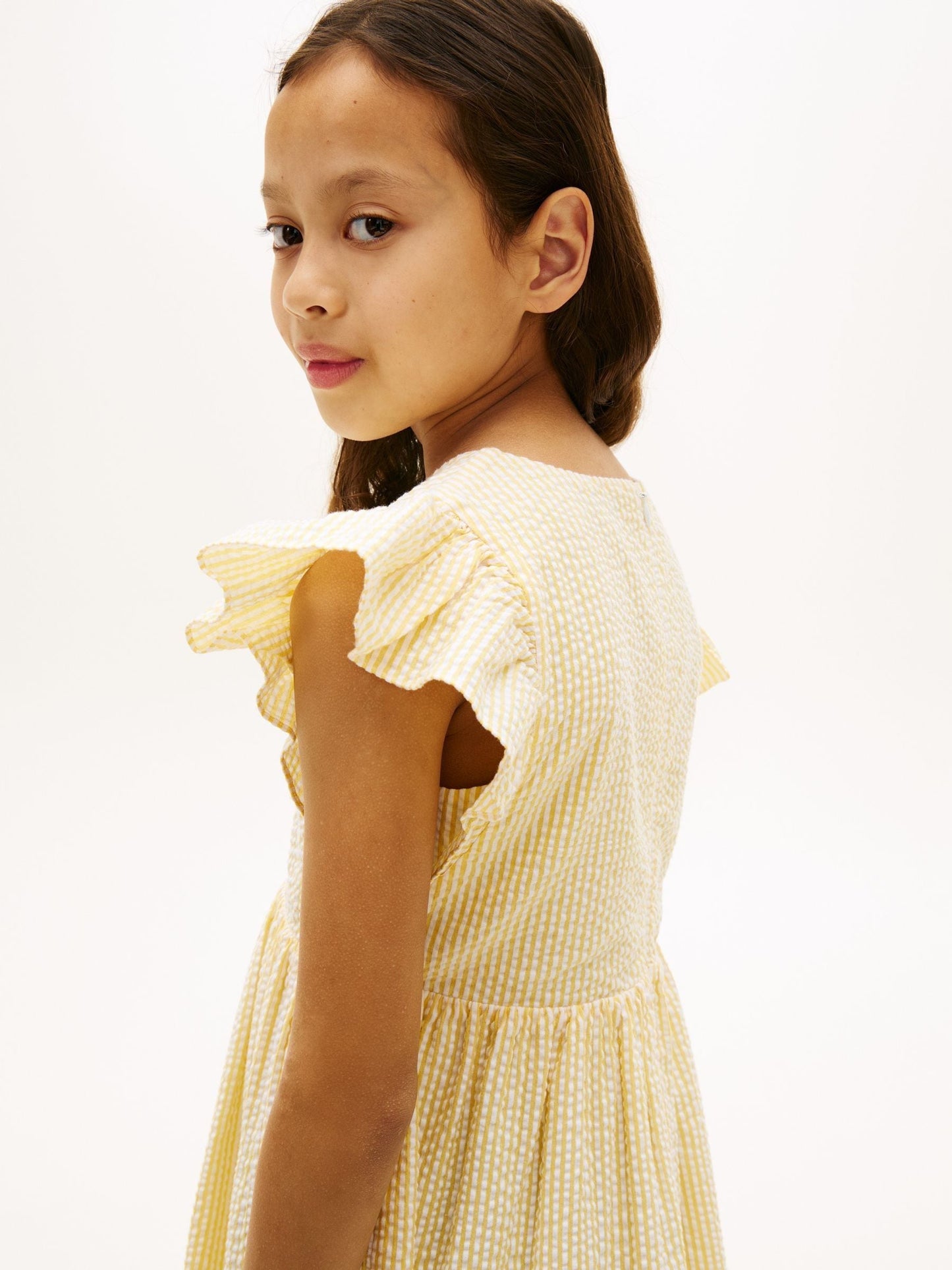 Tommy Hilfiger Yellow Stripe Seersucker Fit And Flare Dress image 4
